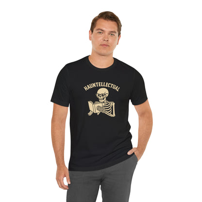 Hauntellectual Halloween Shirt – Funny Skeleton Reading Book Tee for Spooky Smart People