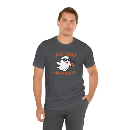 Just Here for the Boos Halloween Shirt – Funny Ghost Drinking Coffee Graphic Tee for Spooky Season