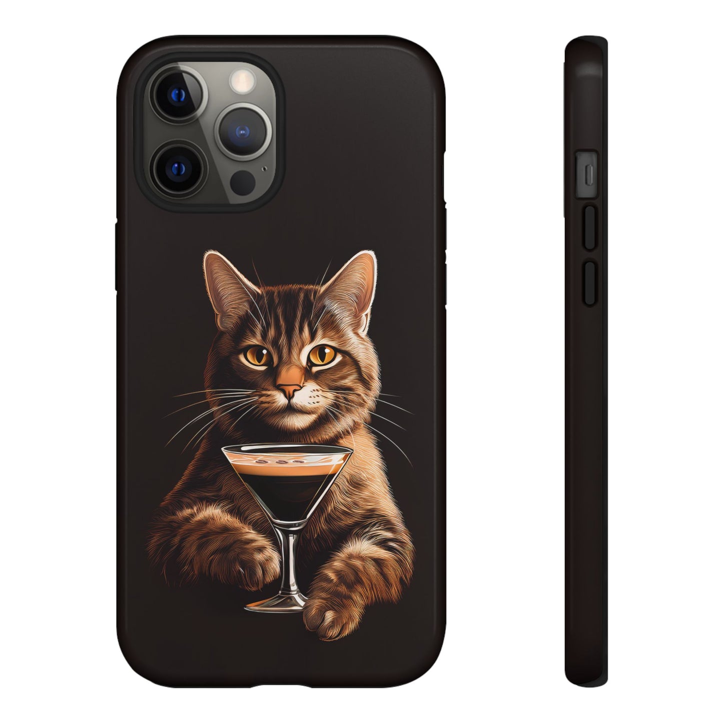 Sophisticated Cat with Espresso Martini Cell Phone Case 001