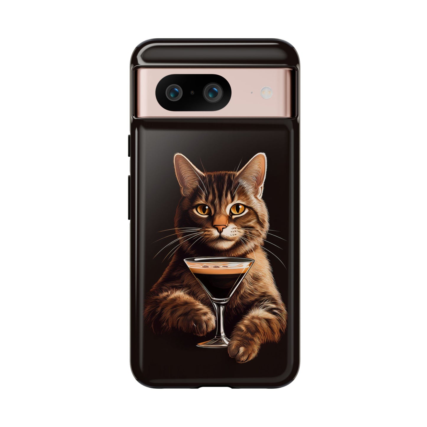 Sophisticated Cat with Espresso Martini Cell Phone Case 001