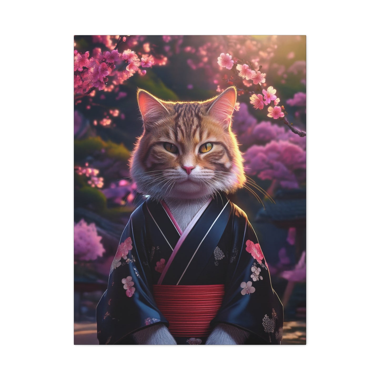 Cat Geisha Canvas Art | Stretched Matte Wall Decor 001