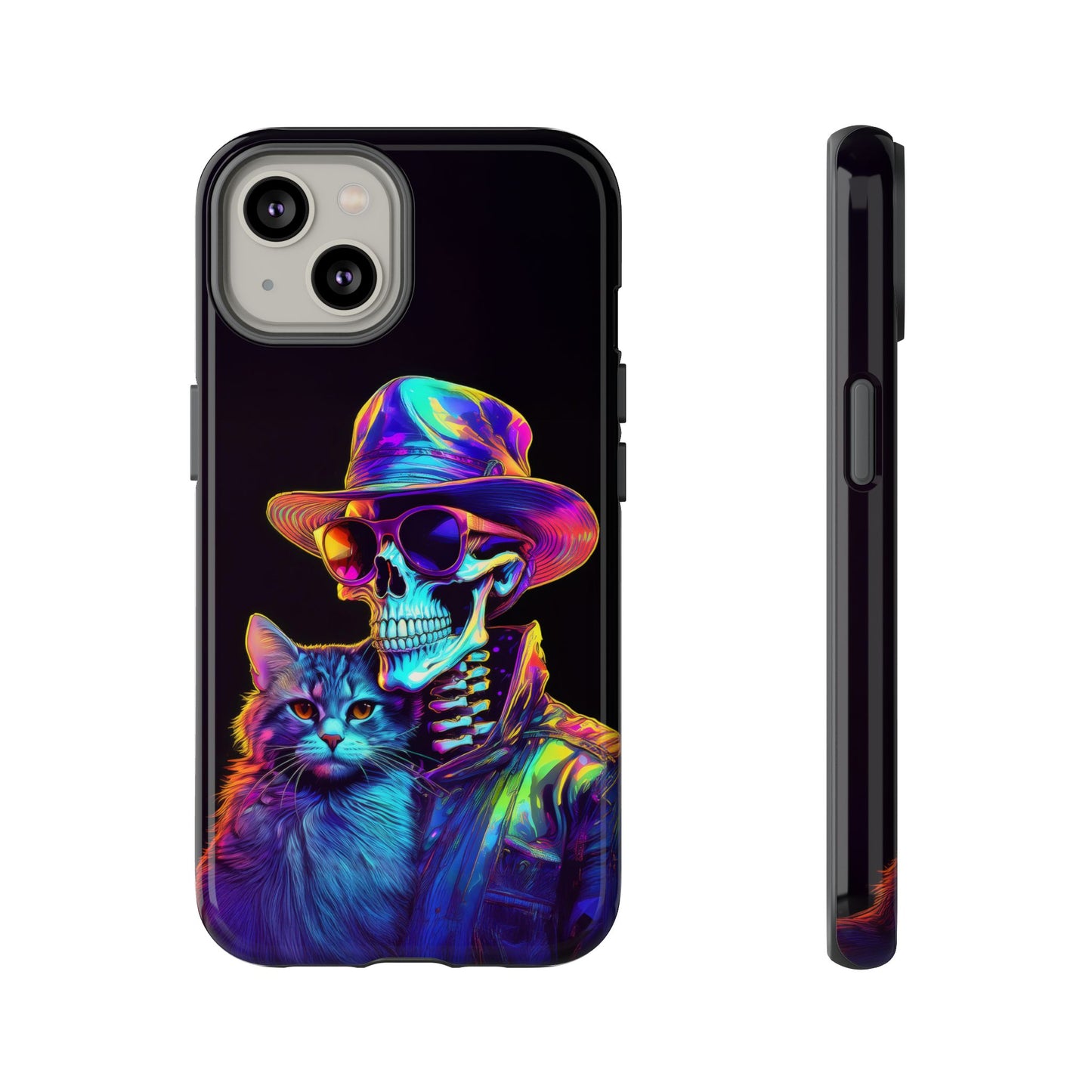 Skeleton holding a Cat Cell Phone Case 002