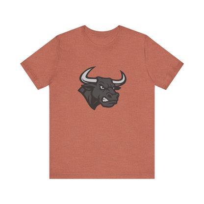 Angry Bull Graphic T-Shirt – Dark Theme Grayscale Bull Head Design on Black Tee for Streetwear, Gym, or Bold Urban Style. Unisex Jersey Short Sleeve Tee