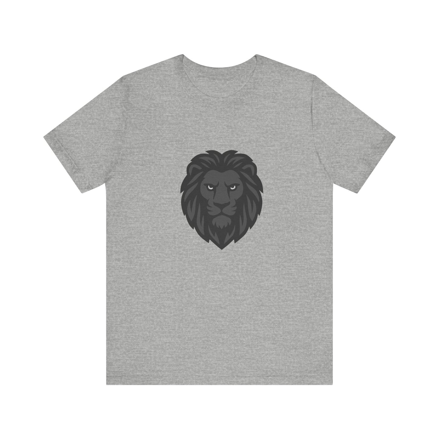 Dark Lion Graphic T-Shirt – Dark Theme Grayscale Lion Face Design on Black Tee for Strength, Confidence, and Modern Ghost Effect Style. Unisex Jersey Short Sleeve Tee