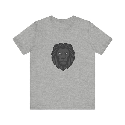 Dark Lion Graphic T-Shirt – Dark Theme Grayscale Lion Face Design on Black Tee for Strength, Confidence, and Modern Ghost Effect Style. Unisex Jersey Short Sleeve Tee