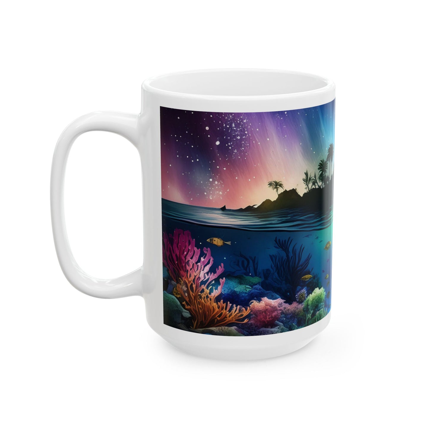 Auroras Over The Ocean Ceramic Mug, (11oz, 15oz)