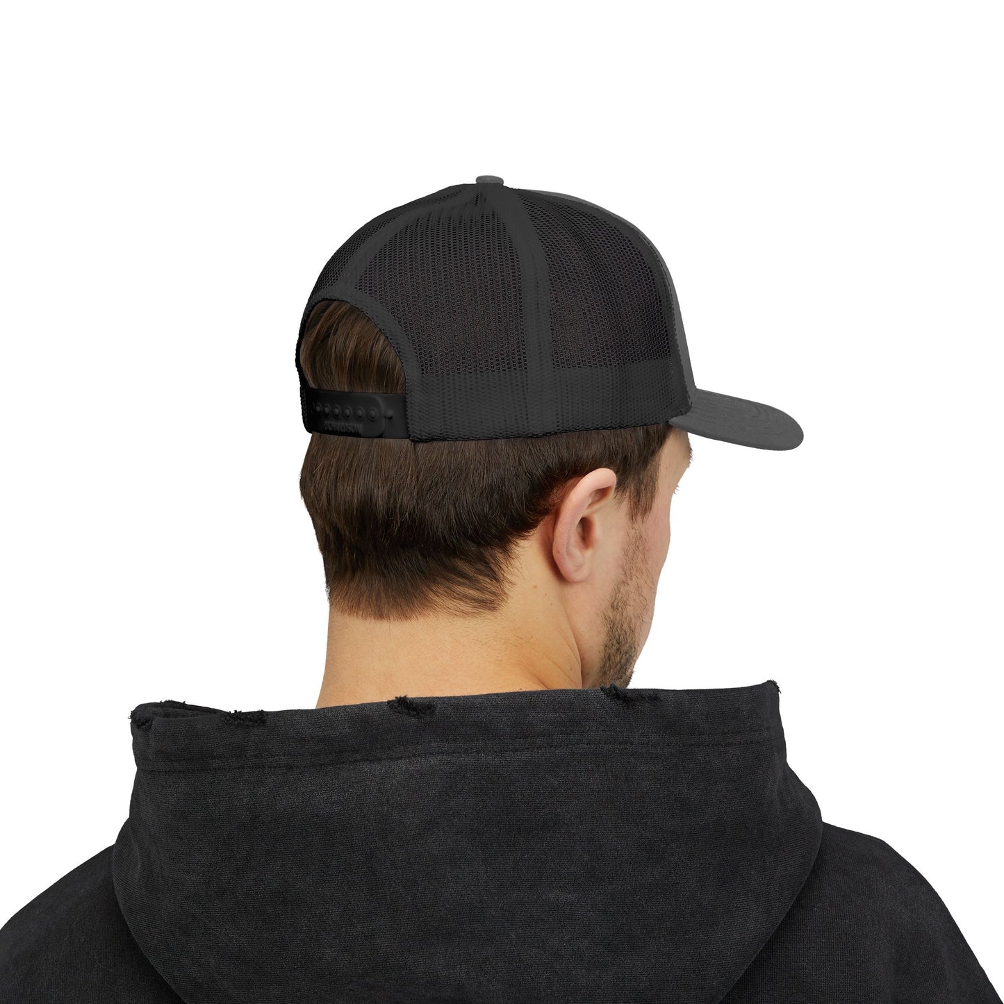 The Boss Trucker Hat – Embroidered Statement Hat for Power Moves Only. Black Letters