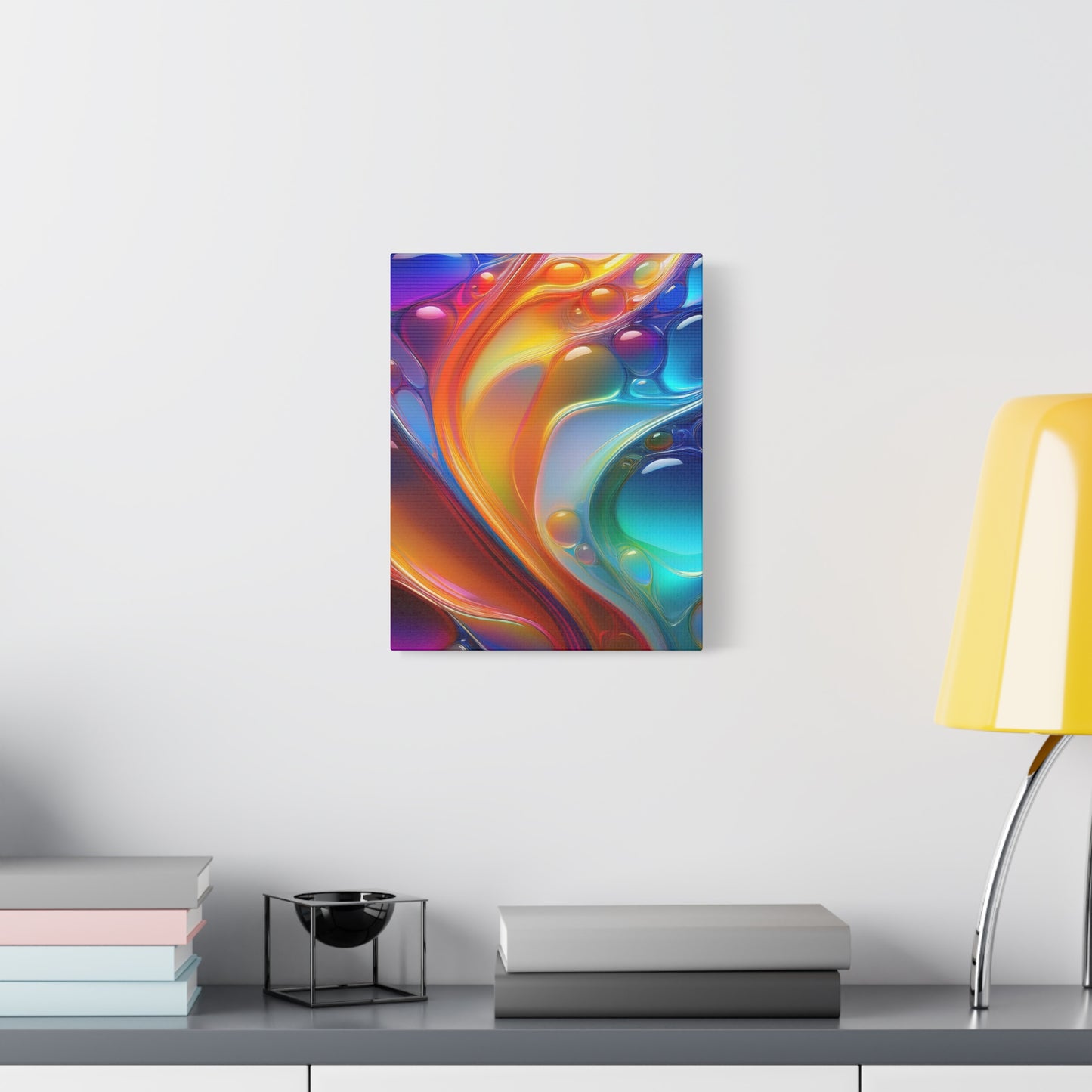 Flowing Glass Abstract Art Canvas Print - Colorful Fluid Design, Stretched Wall Decor