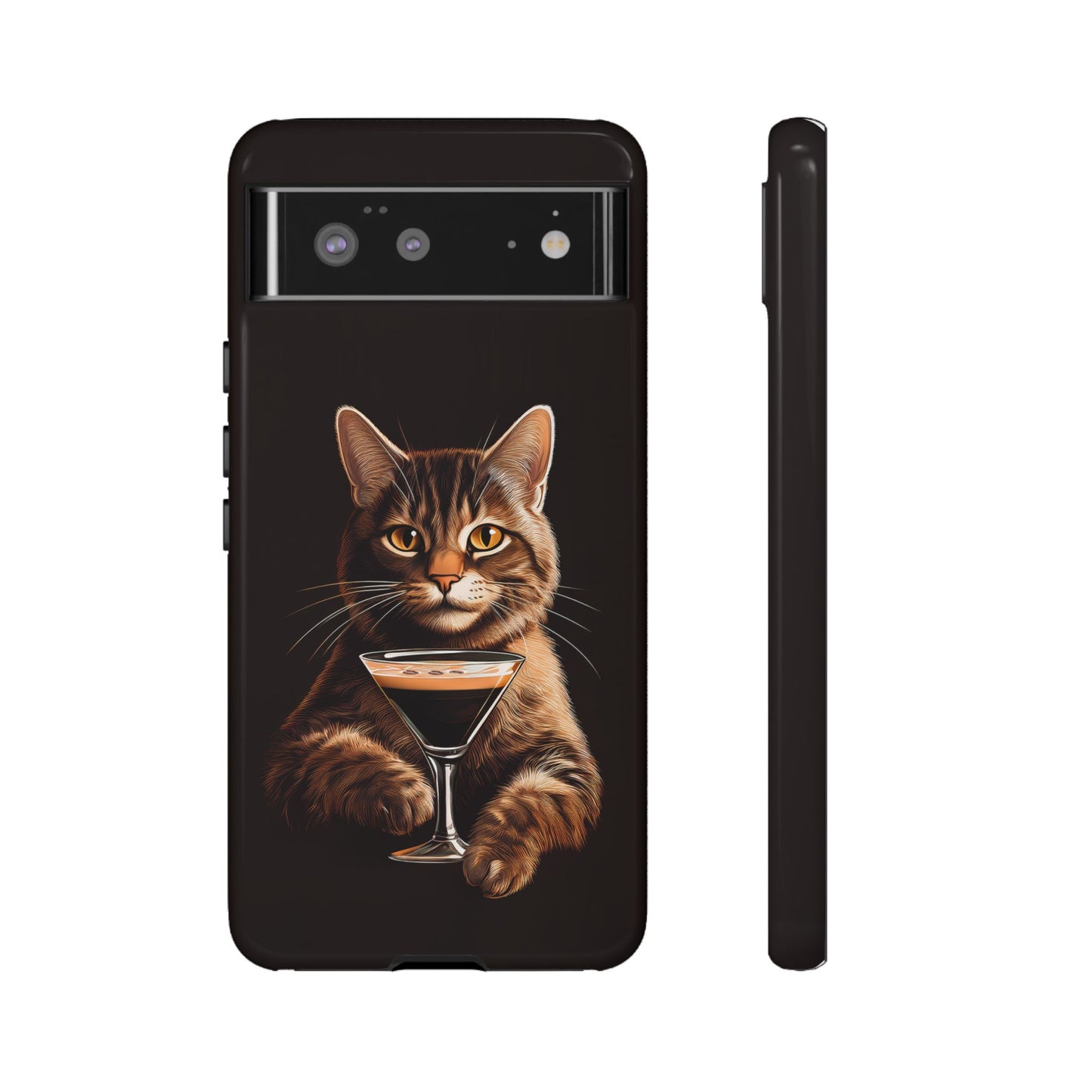 Sophisticated Cat with Espresso Martini Cell Phone Case 001