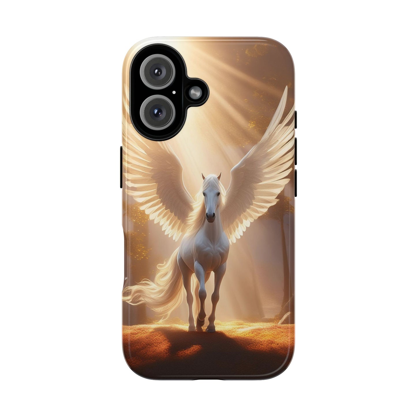 Pegasus Horse with beautiful wings lit by sun rays Tough Cases