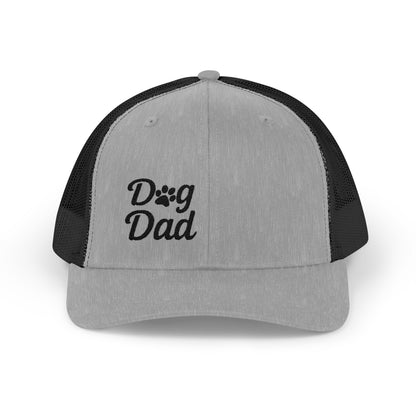 Dog Dad Trucker Hat – Embroidered Minimalist Dog Face Hat for Proud Pet Dads and Canine Companions. Black Letters