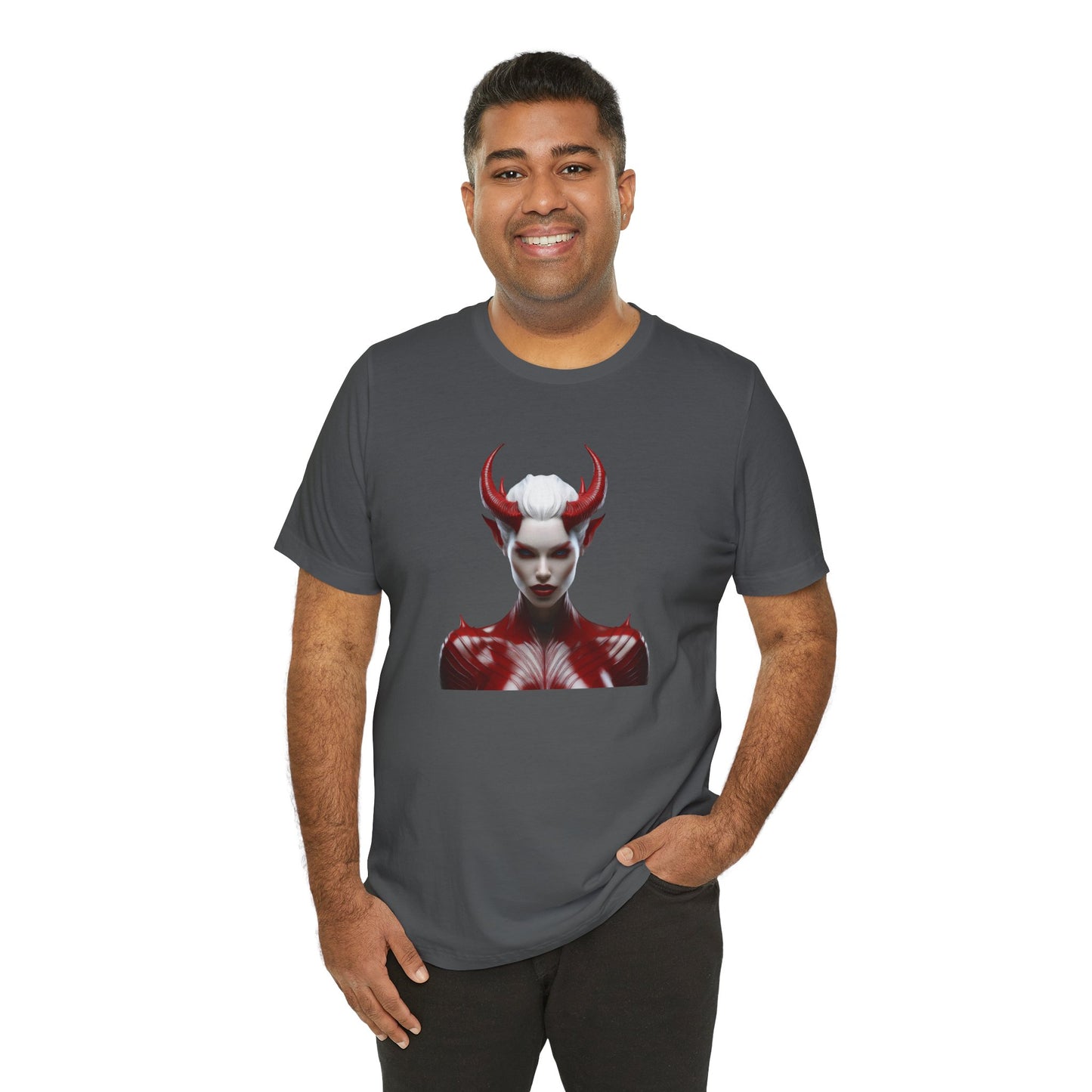 Fierce Devil Woman Halloween Shirt – Seductive Demon Graphic Tee for Bold Halloween Style