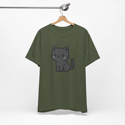 Cute Cat Graphic Tee Dark Theme – Kawaii Vector Design for Cat Lovers with Subtle Style
