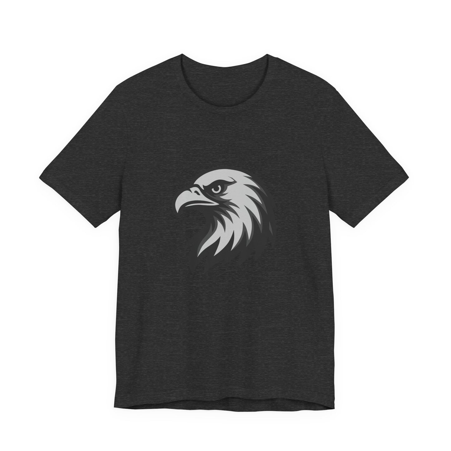 Eagle Head Graphic T-Shirt – Bold Dark Theme Grayscale Bird of Prey Design on Black Tee with Fierce Detail and Modern Ghost Effect. Unisex Jersey Short Sleeve Tee