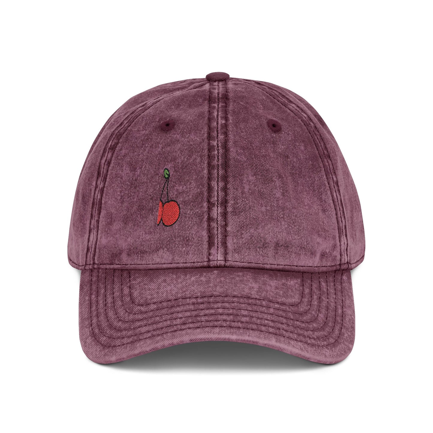 Cherries Vintage Hat – Embroidered Red Fruit Hat with Bold Minimalist Design and Flirty Style