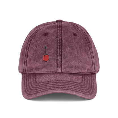 Cherries Vintage Hat – Embroidered Red Fruit Hat with Bold Minimalist Design and Flirty Style