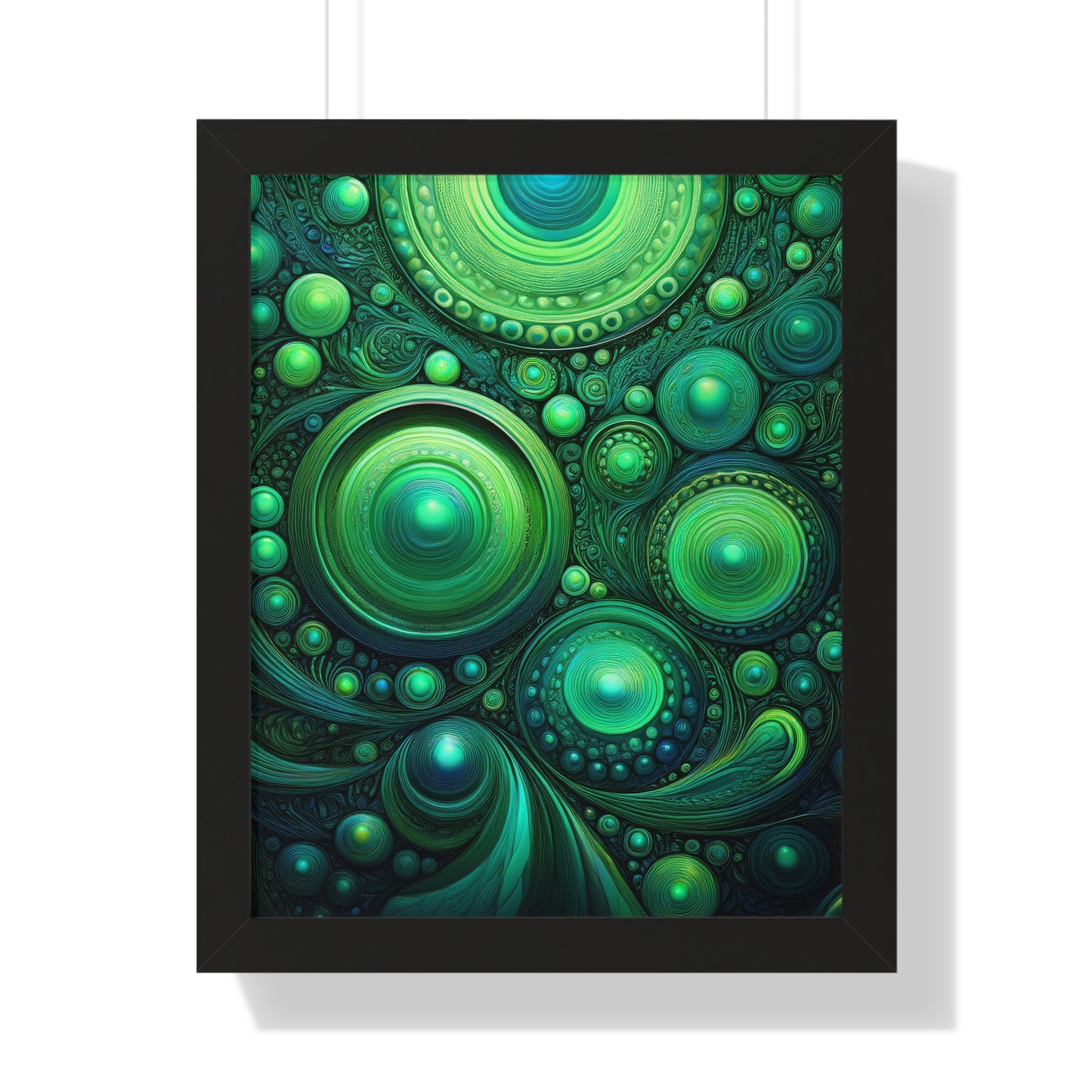 Verde Future Abstract Green Framed Vertical Poster - Modern Wall Art for Home Decor