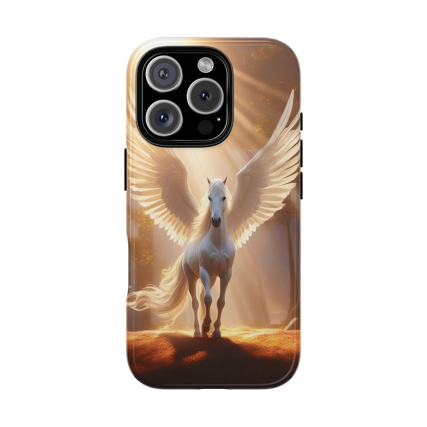 Pegasus Horse with beautiful wings lit by sun rays Tough Cases