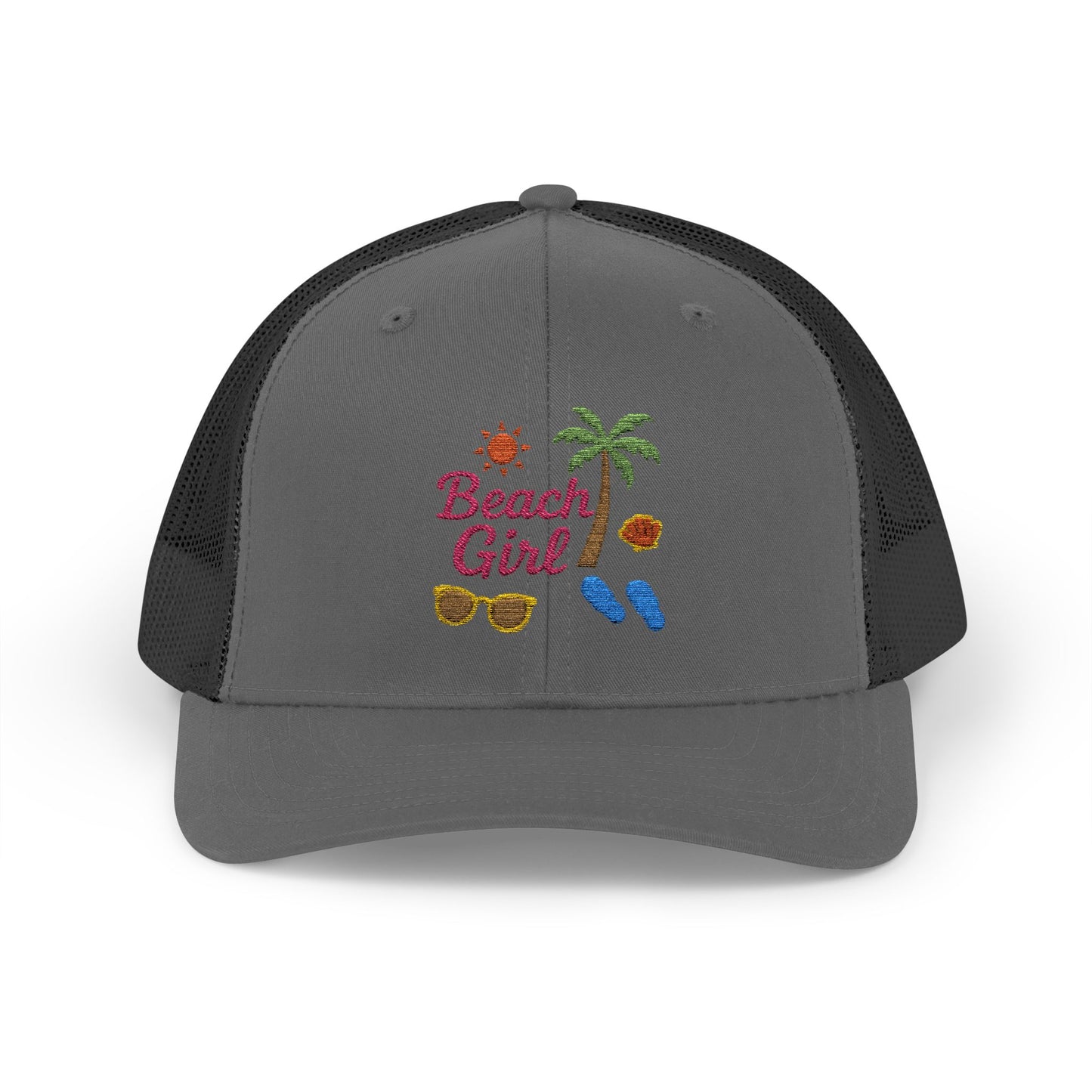 Beach Girl Trucker Hat – Embroidered Summer Vibes Hat for Coastal Queens