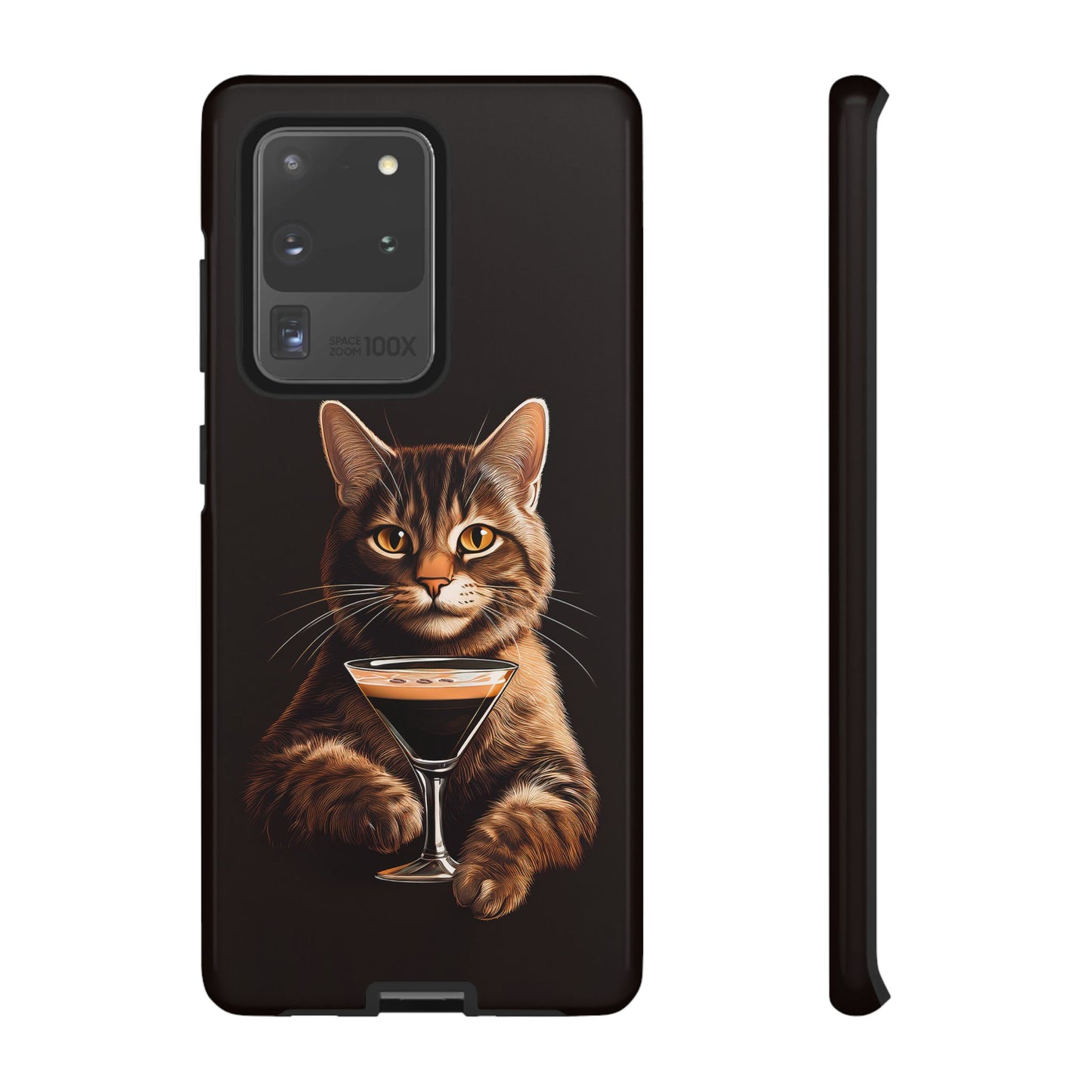 Sophisticated Cat with Espresso Martini Cell Phone Case 001