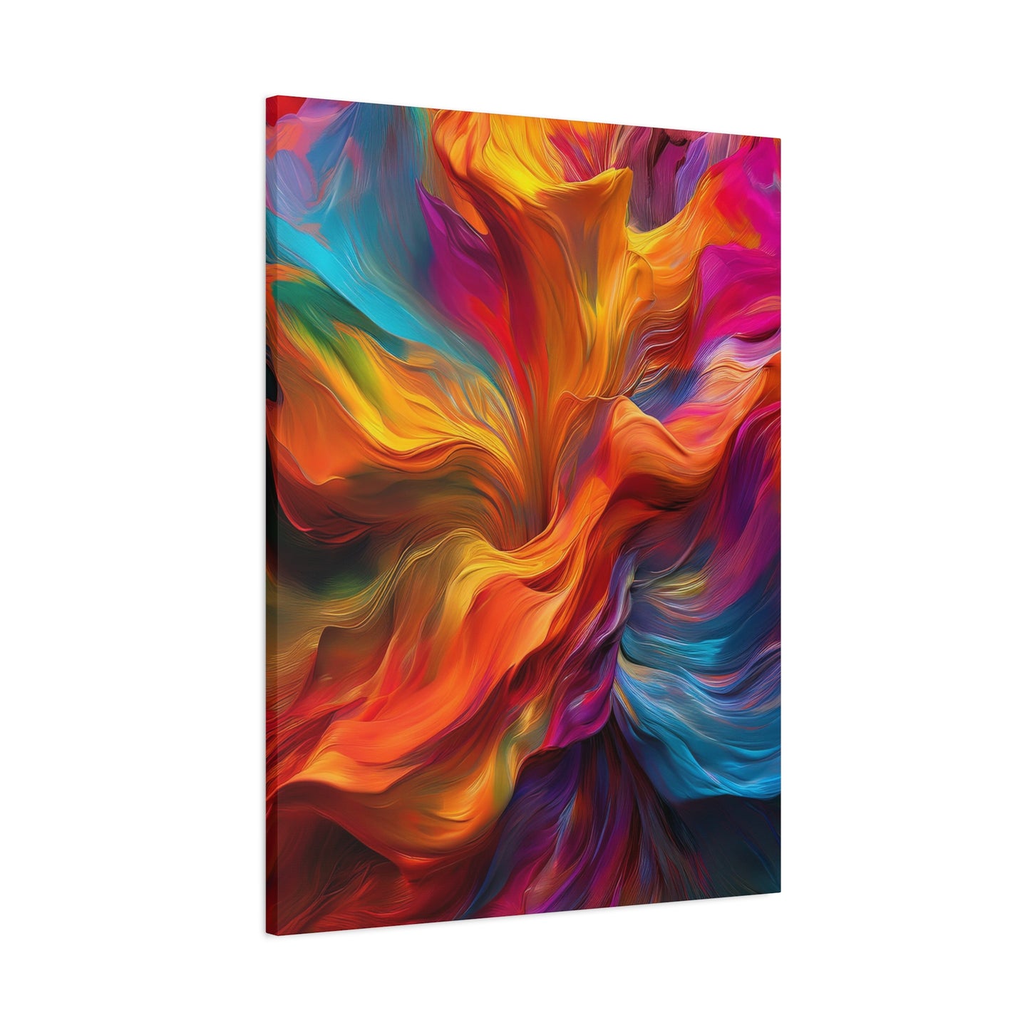 Rainbow Waves Vibrant Abstract Canvas Art - Colorful Stretched Wall Decor