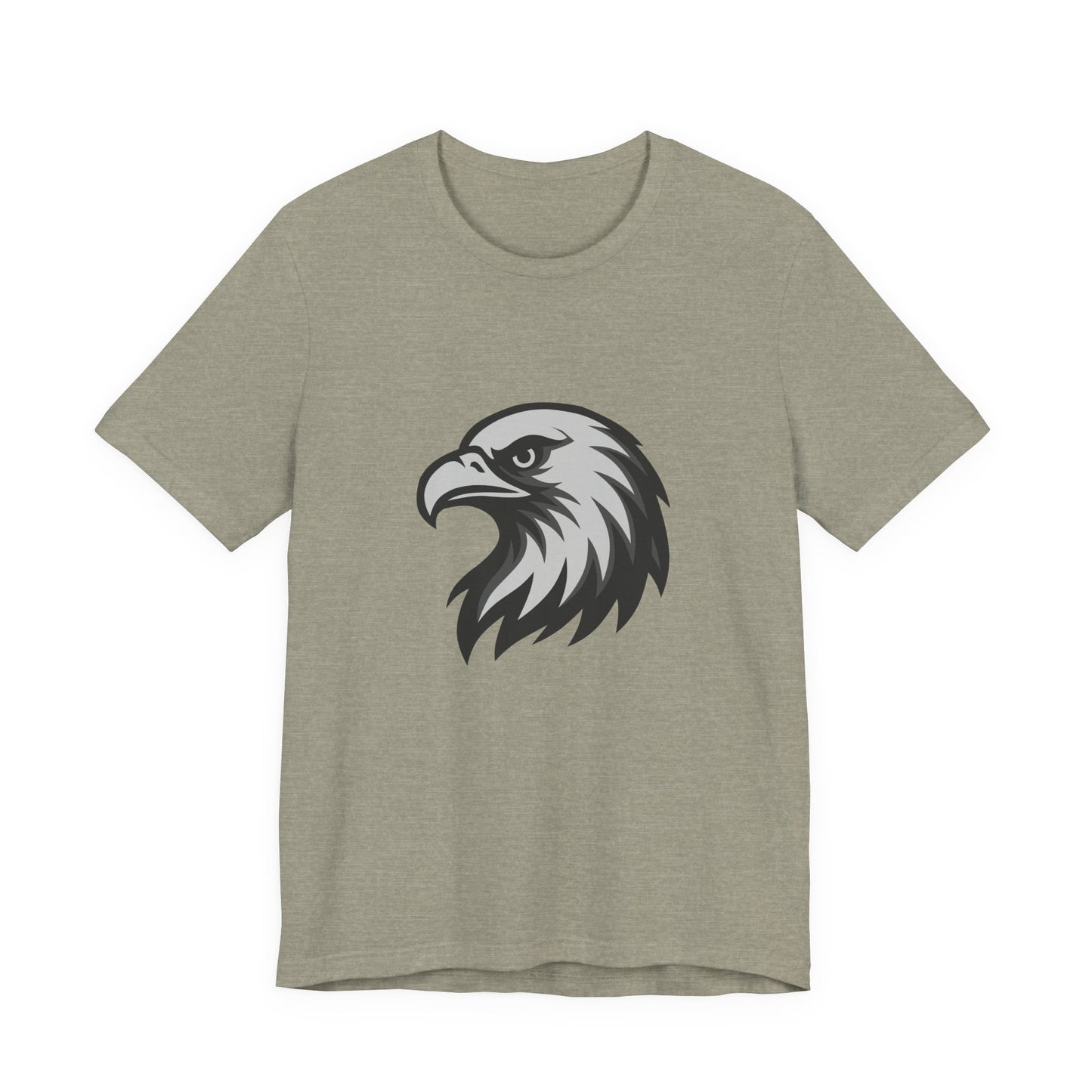 Eagle Head Graphic T-Shirt – Bold Dark Theme Grayscale Bird of Prey Design on Black Tee with Fierce Detail and Modern Ghost Effect. Unisex Jersey Short Sleeve Tee