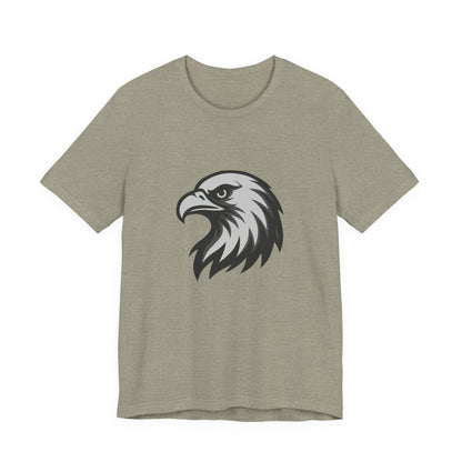 Eagle Head Graphic T-Shirt – Bold Dark Theme Grayscale Bird of Prey Design on Black Tee with Fierce Detail and Modern Ghost Effect. Unisex Jersey Short Sleeve Tee