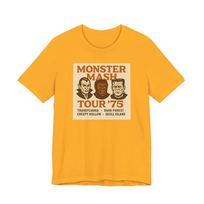 Monster Mash Tour '75 Halloween Shirt – Vintage Horror Band Tee Featuring Dracula, Wolfman, Frankenstein