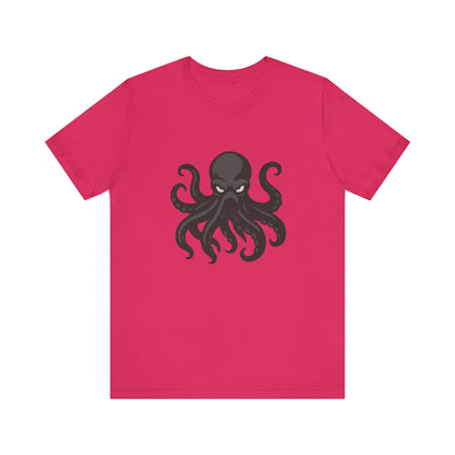 Dark Theme Octopus Graphic T-Shirt – Fierce Grayscale Tentacle Design on Black Tee with Bold Energy and Modern Ghost Effect. Unisex Jersey Short Sleeve Tee