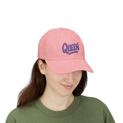 Queen Embroidered Classic Dad Hat – Bold Crown-Inspired Design for Queens Who Rule, Empowerment Style for Everyday Royalty. Purple Letters