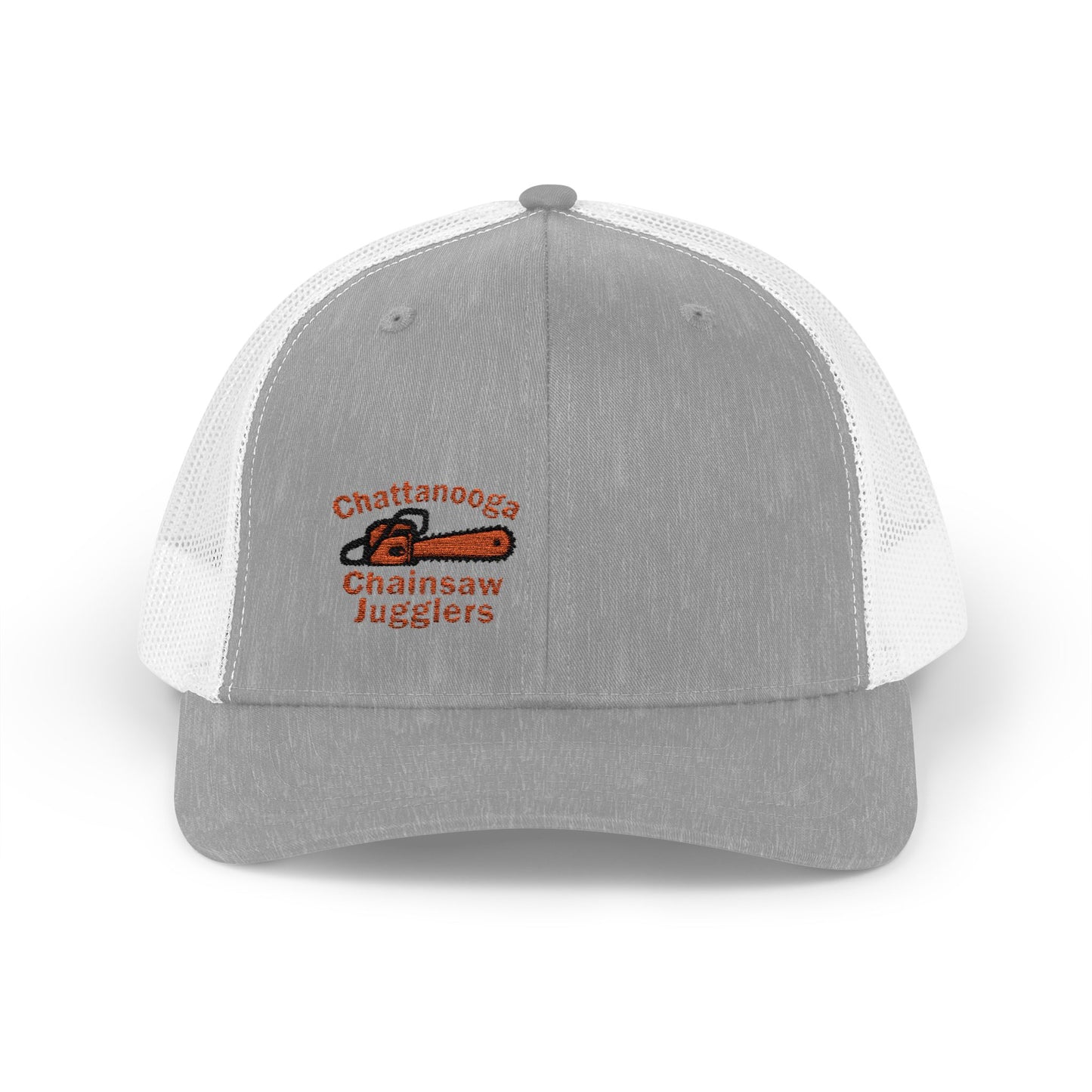 Chattanooga Chainsaw Jugglers Trucker Hat – Embroidered Retro Circus Chaos Hat with Dangercore Energy