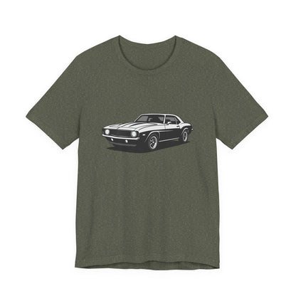 Classic Muscle Car Graphic Tee Dark Theme – Retro Camaro Vector Design for Auto Enthusiasts