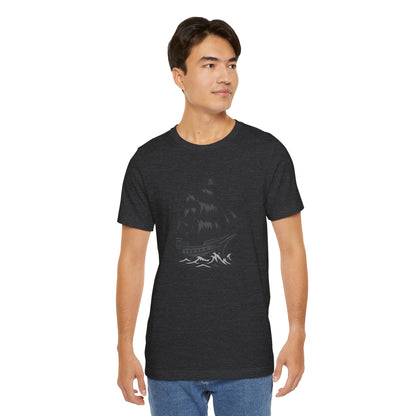 Pirate Ship Graphic Tee Dark Theme – Bold Vector Design with Ghostly Ocean Vibes