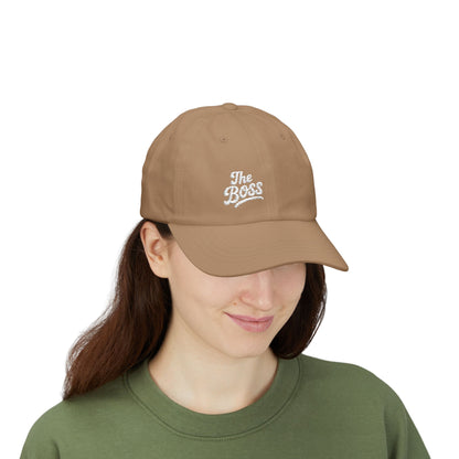 The Boss Classic Dad Hat – Embroidered Funny Statement Hat for Confident Leaders and Power Players. White Letters
