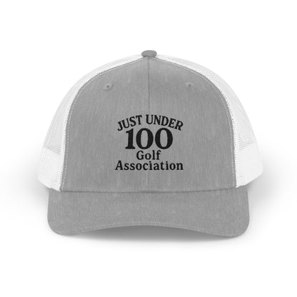 Just Under 100 Golf Trucker Hat – Embroidered Funny Golf Hat for Weekend Golfers and Casual Fairway Vibes. Black Letters
