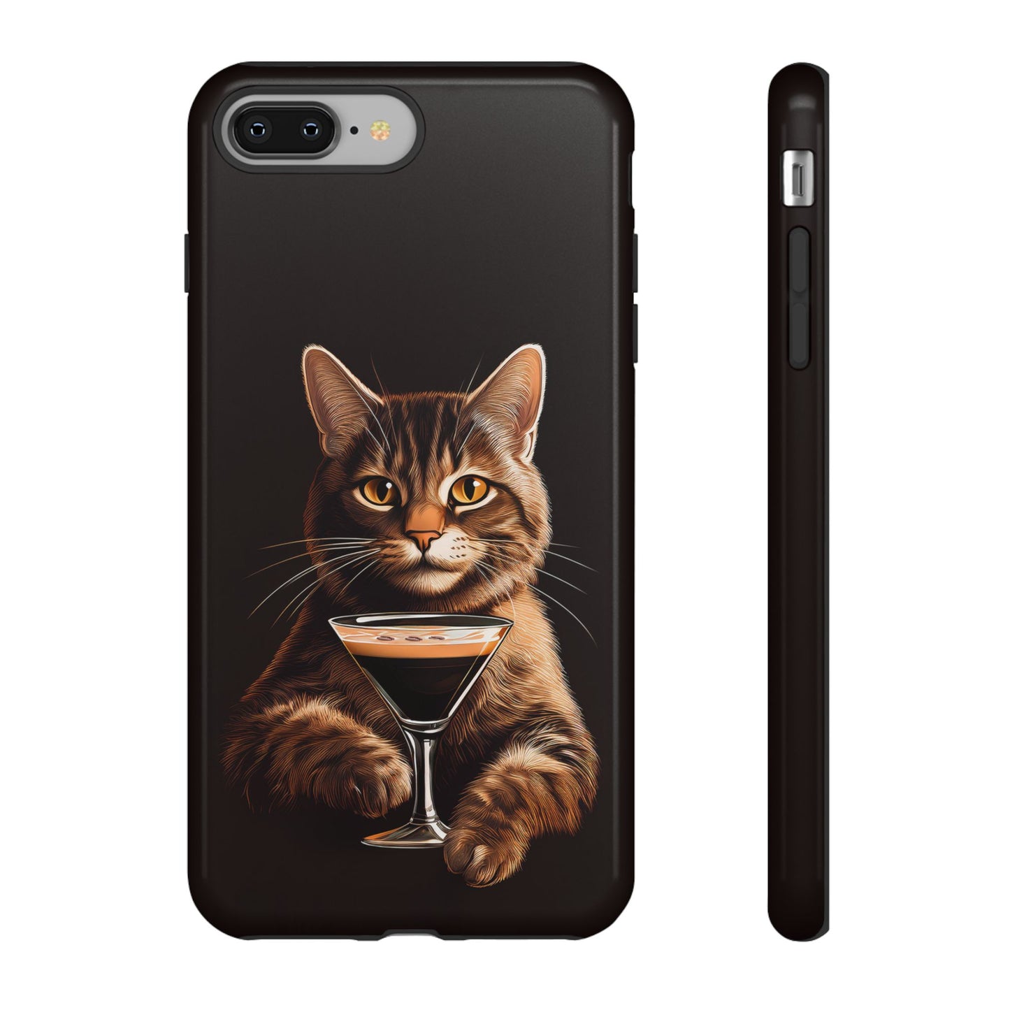 Sophisticated Cat with Espresso Martini Cell Phone Case 001