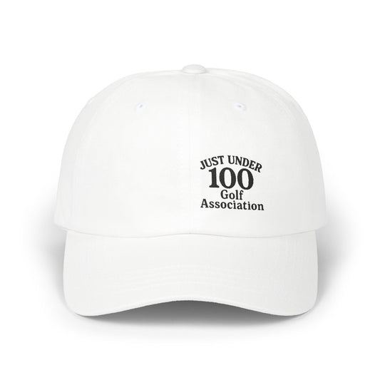 Just Under 100 Golf Classic Dad Hat – Embroidered Funny Golf Hat for Weekend Golfers and Casual Fairway Vibes. Black Letters