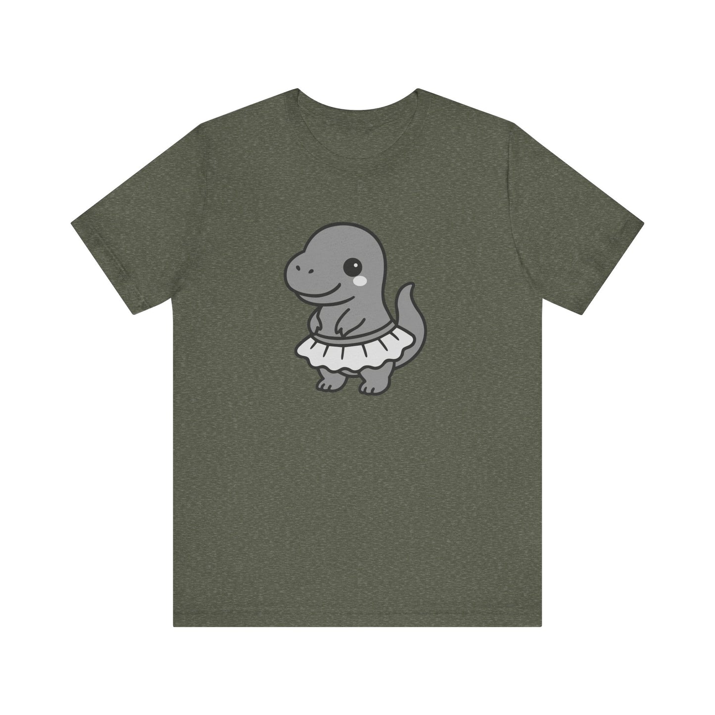 Kawaii T-Rex Dancer Graphic Tee Dark Theme – Cute Dinosaur in Skirt Vector Design