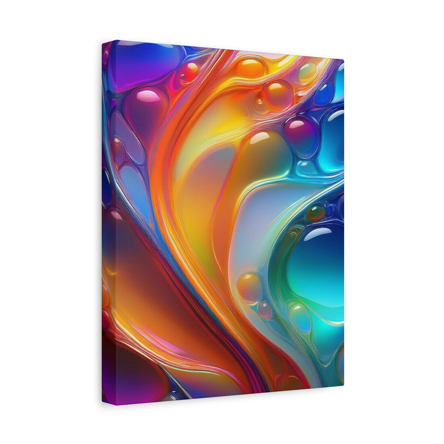 Flowing Glass Abstract Art Canvas Print - Colorful Fluid Design, Stretched Wall Decor