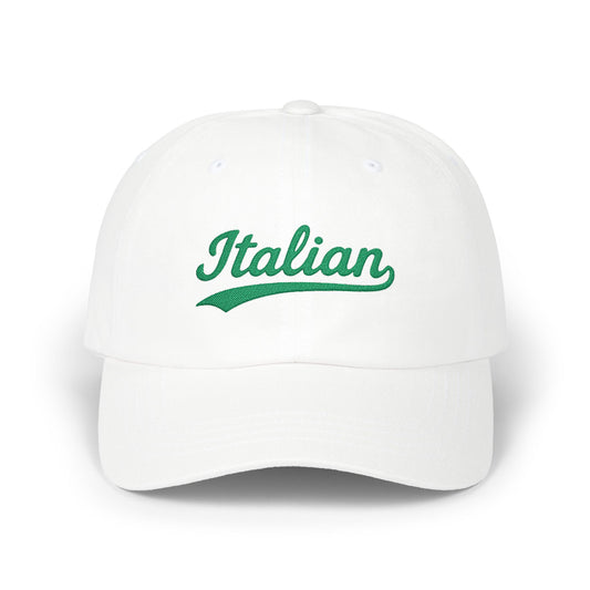 Italian Embroidered Classic Dad Hat – Script Baseball Hat for Italian Pride, Heritage, and Big Sauce Energy