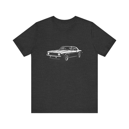 Classic Muscle Car Graphic Tee Dark Theme – Retro Camaro Vector Design for Auto Enthusiasts