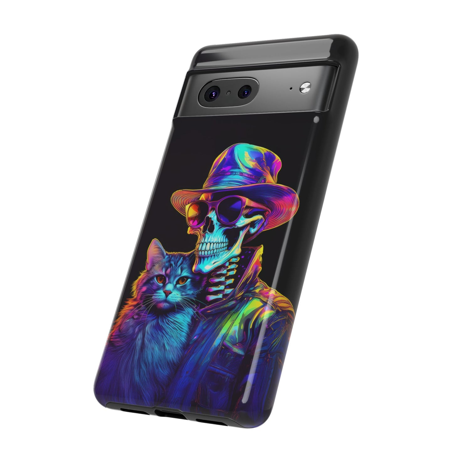 Skeleton holding a Cat Cell Phone Case 002