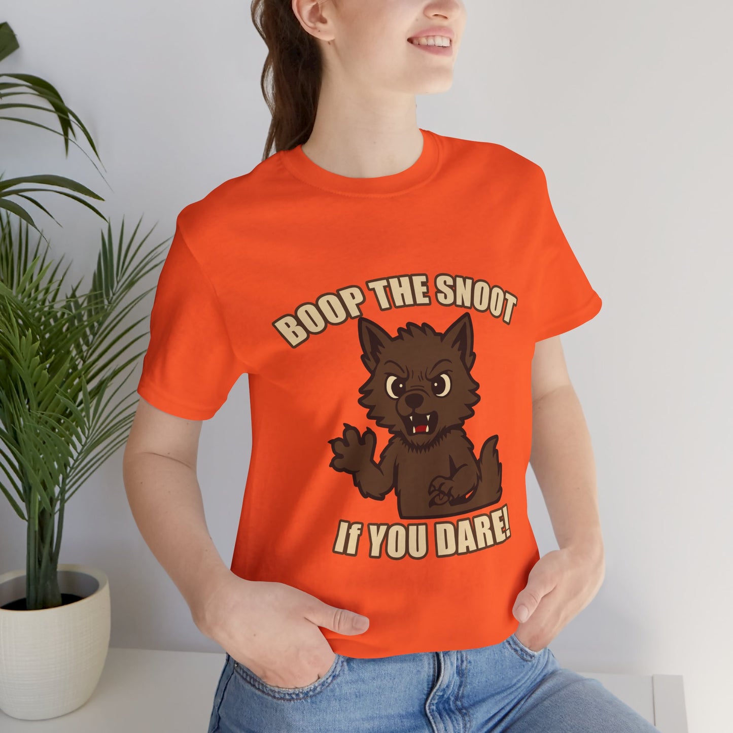 Boop the Snoot If You Dare Halloween Shirt – Funny Werewolf Halloween Graphic Unisex Jersey Short Sleeve Tee for Dog Lovers.