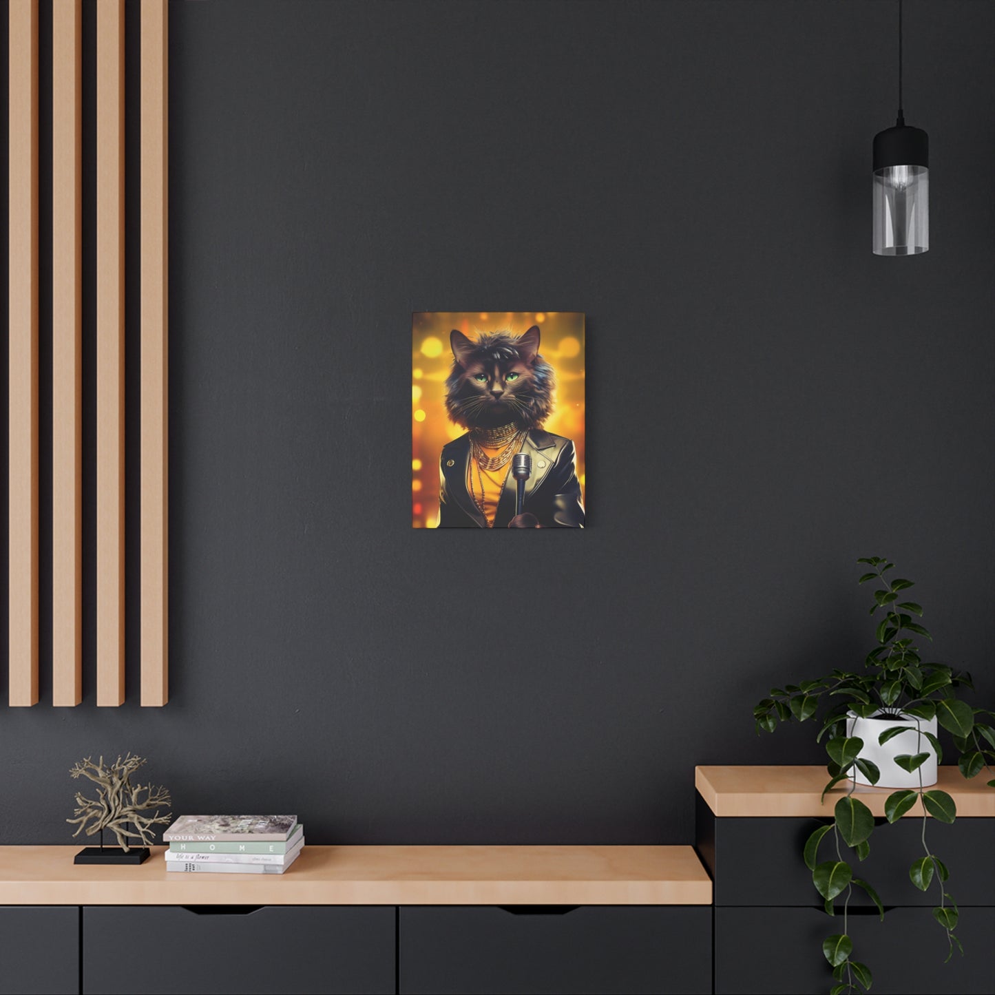 Purr-fectly Cool Lounge Cat Canvas Art | Stretched Matte Wall Decor 001