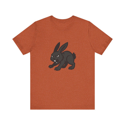 Angry Bunny Graphic T-Shirt – Fierce Black Rabbit Dark Theme Design on Dark Tee for Streetwear, Gym Style, or Bold Animal Aesthetic. Unisex Jersey Short Sleeve Tee