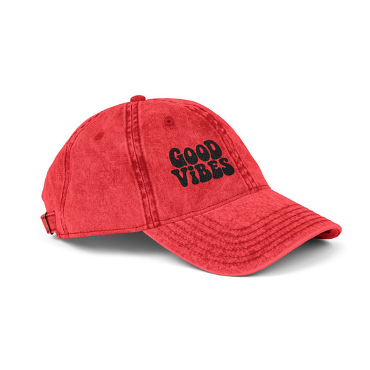 Good Vibes Vintage Hat – Embroidered Retro Text Hat for Positive Vibes, Chill Style, and Everyday Feel-Good Energy