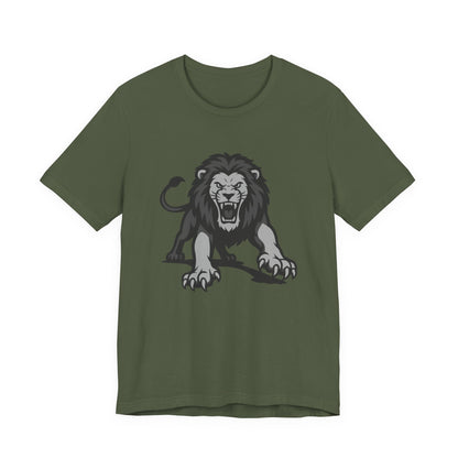 Roaring Lion Graphic Tee Dark Theme – Fierce Predator Design for Bold Style