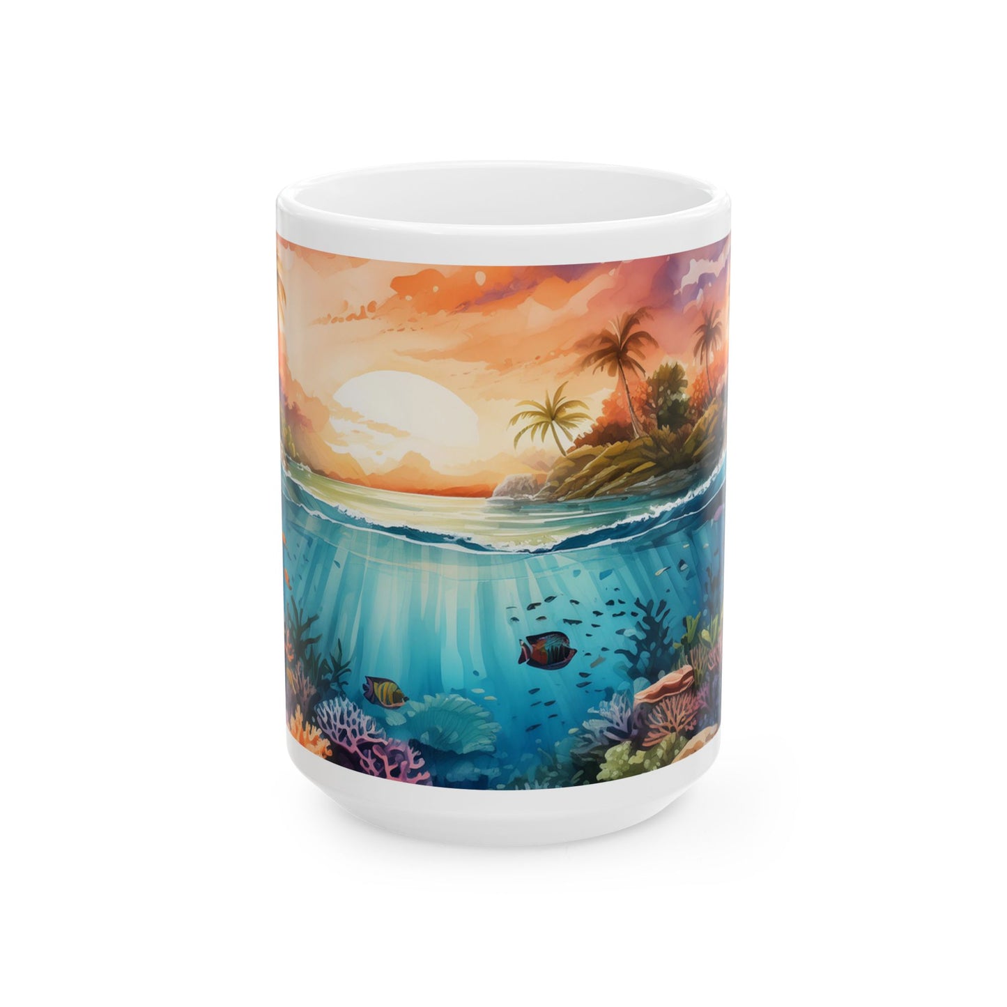 Above and Below Watercolor Ceramic Mug, (11oz, 15oz)