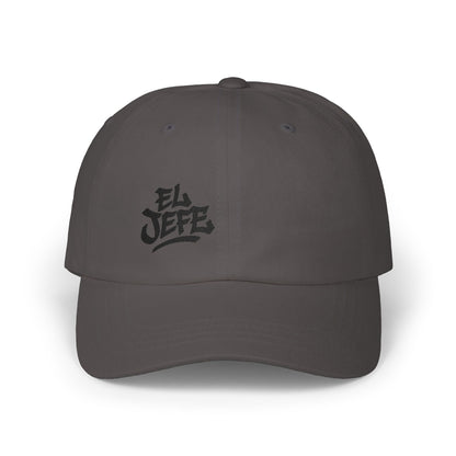 El Jefe Classic Dad Hat – Embroidered Bold Text Hat for Boss Energy, Leadership Style, and Latin Flair. Black Letters
