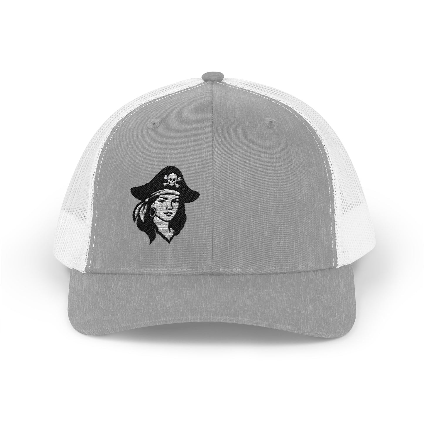 Hot Pirate Girl Trucker Hat – Bold Skull and Crossbones Hat with Retro Attitude and Seafaring Sass